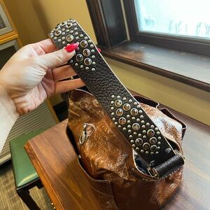 Tylie Malibu Patent Leather Bag with Studded Strap